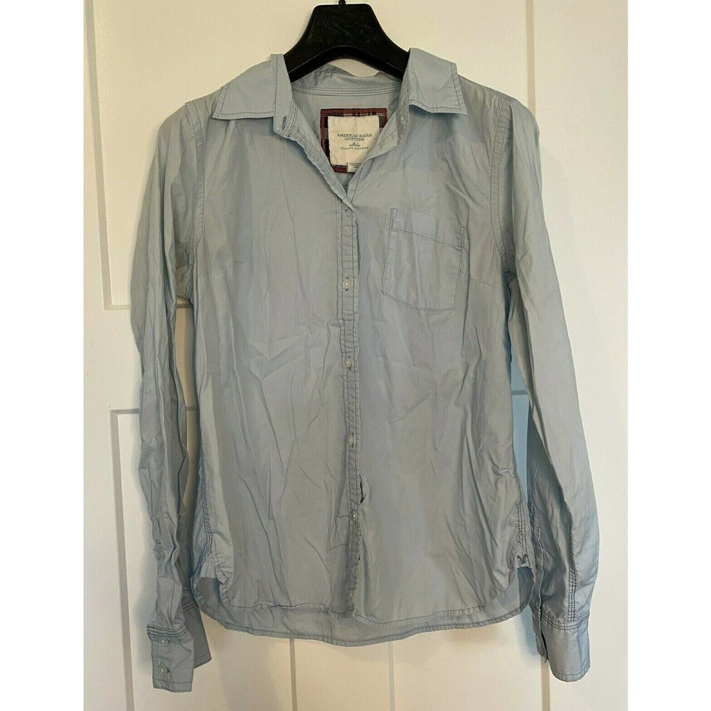 American Eagle Youth Girls Button Up Shirt Size‎ 12 light blue chambray EUC